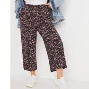 Penningtons Wide Leg Stretch Pleated Floral Culottes Pants